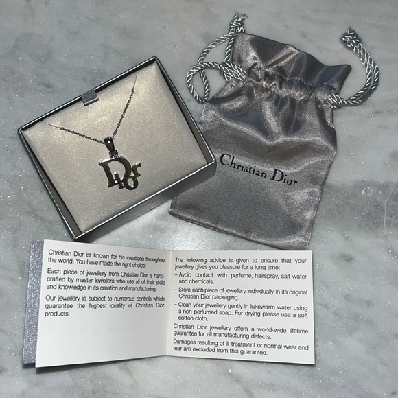 Dior Silver Pendant Necklace .925 Italy Sterling Silver Chain w/Extender - Picture 3 of 17